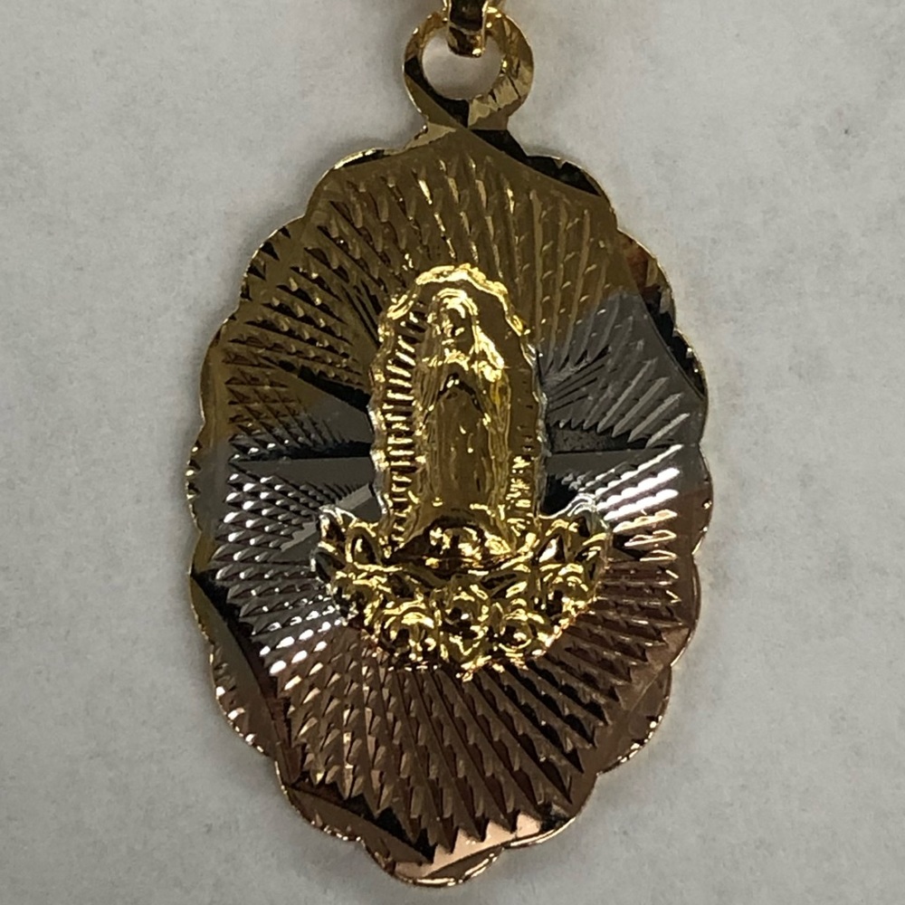 Virgin Mary Flower Gold Plated Chain Penddnt